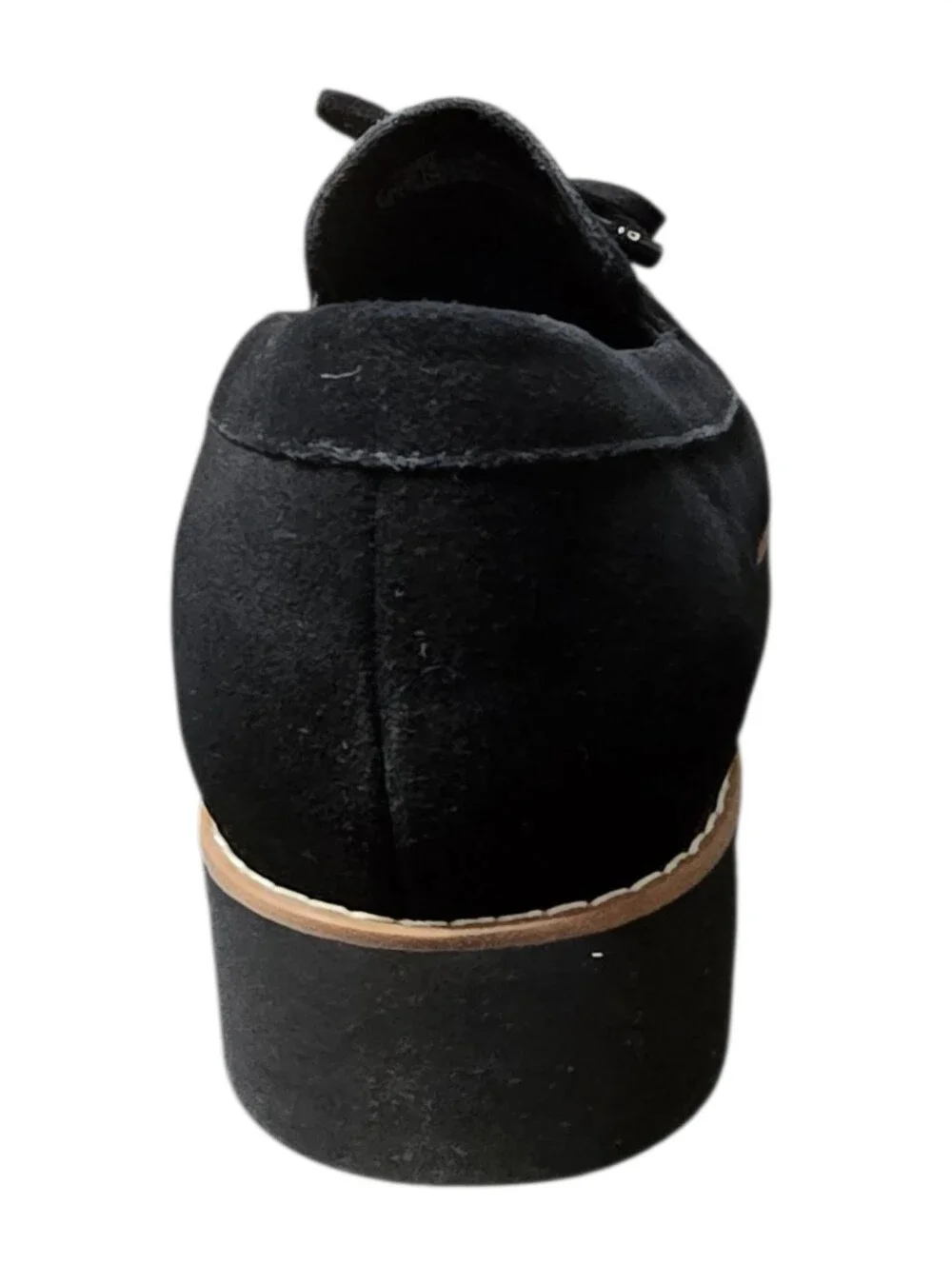 ​Vionic Finley Black Suede Bow Chunky Lug Sole Loafers